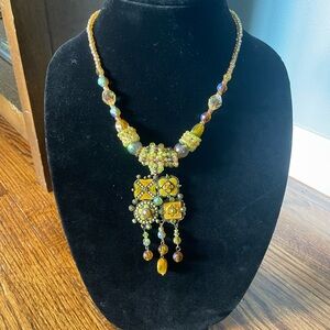 Felicia glass bead and seed bead pendant necklace